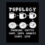 Affiche Funny Topology Turning Coffee Cups into Donuts<br><div class="desc">Funny Topology Turning Coffee Cups into Donuts Math Teacher Gift. Perfect gift for your dad,  mom,  papa,  men,  women,  friend and family members on Thanksgiving Day,  Christmas Day,  Mothers Day,  Fathers Day,  4th of July,  1776 Independent day,  Veterans Day,  Halloween Day,  Patrick's Day</div>