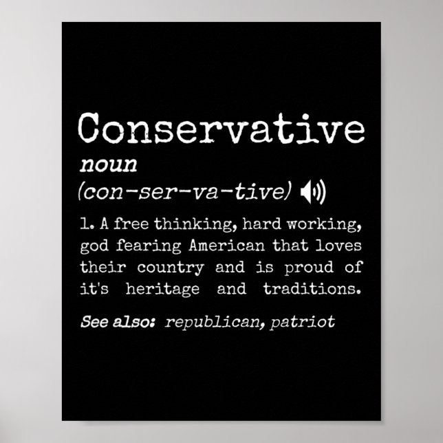Affiche Funny Traditional Conservative Definition Pro Free (Devant)