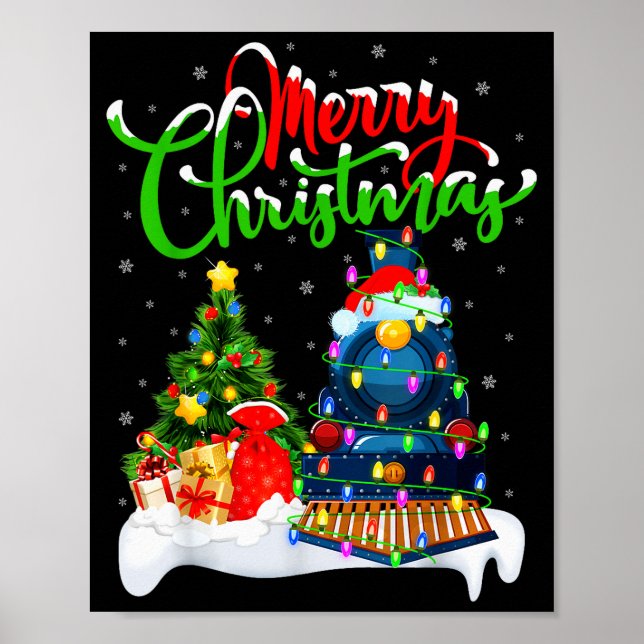 Affiche Funny Train Lover Xmas Lighting Santa Train Christ (Devant)