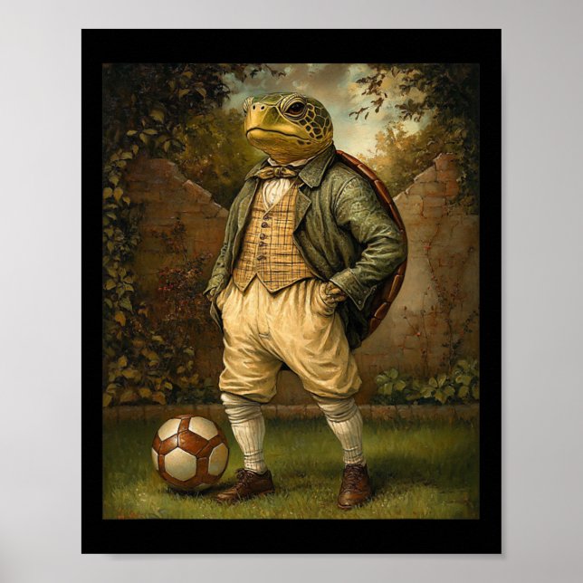 Affiche Funny Turtle Playing Soccer Graphic Weird Turtle  (Devant)