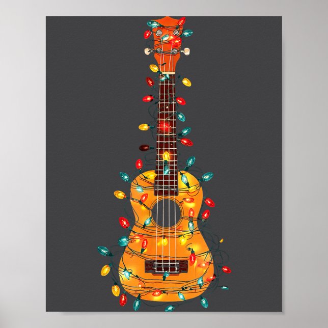 Affiche Funny Ukulele Christmas Graphics Lights Lover Play (Devant)