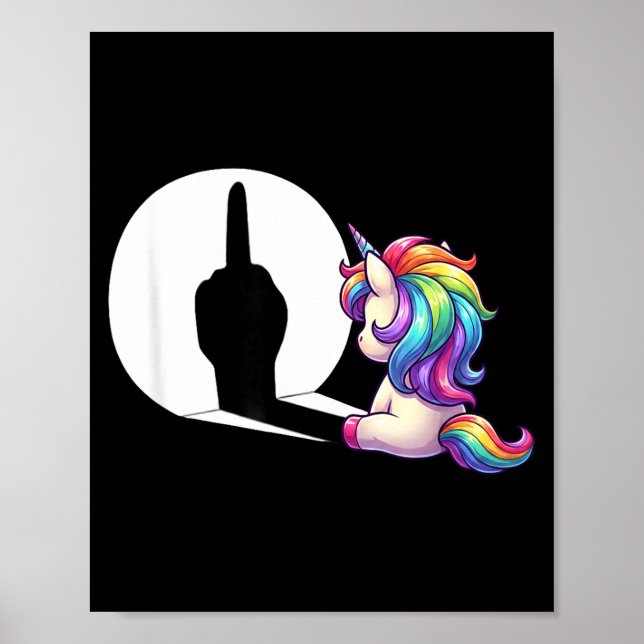 Affiche Funny Unicorn With Middle Finger Morning Grouch  (Devant)