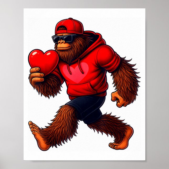 Affiche Funny Valentines Day Bigfoot Heart Sungles Sasquat (Devant)