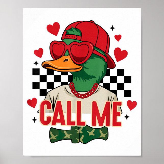 Affiche Funny Valentine's Day Boy Duck Hunting Call Me Tod (Devant)