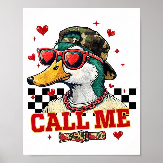 Affiche Funny Valentine's Day Boy Duck Hunting Call Me Tod (Devant)