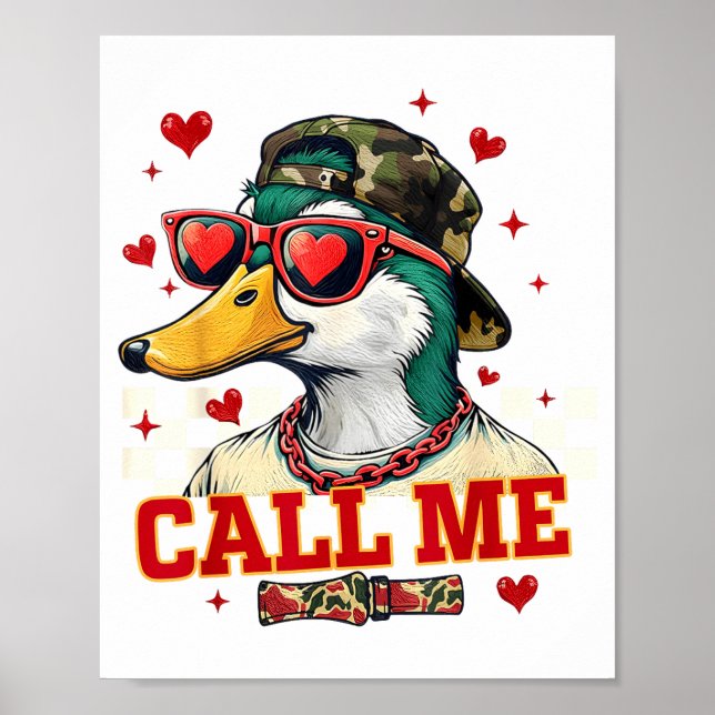 Affiche Funny Valentine's Day Boy Duck Hunting Call Me Tod (Devant)