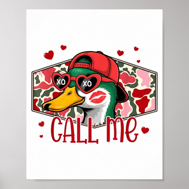 Affiche Funny Valentines Day Call Me Duck Hunting Men Wome (Devant)