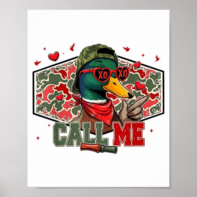 Affiche Funny Valentines Day Call Me Duck Hunting Men Wome (Devant)