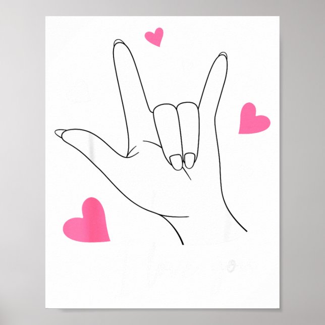 Affiche Funny Valentines Day Heart I Love You Hand Sign La (Devant)
