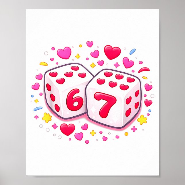Affiche Funny Valentines Day Shirt Cute Dice 67 Meme 6-7 S (Devant)