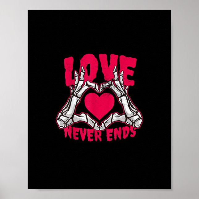 Affiche Funny Valentines Day Skeleton Heart Mains (Devant)