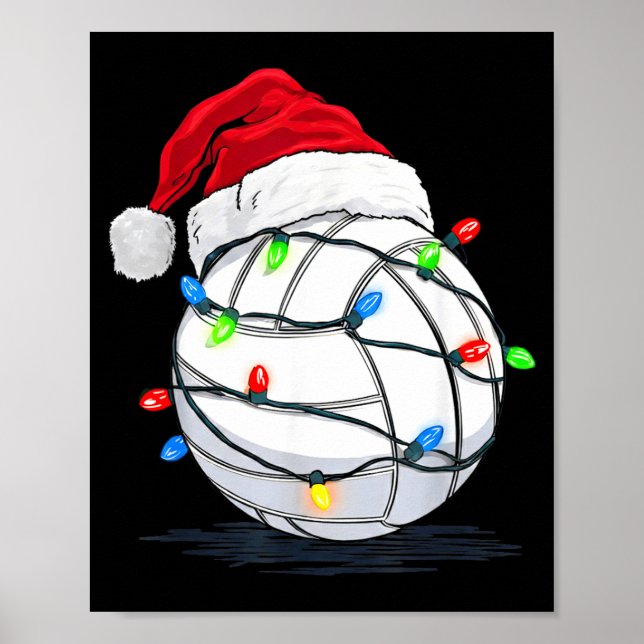 Affiche Funny Volleyball Ball Christmas Graphics Lights Lo (Devant)
