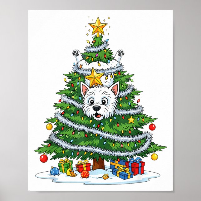 Affiche Funny West Highland White Terrier Dog Christmas Tr (Devant)