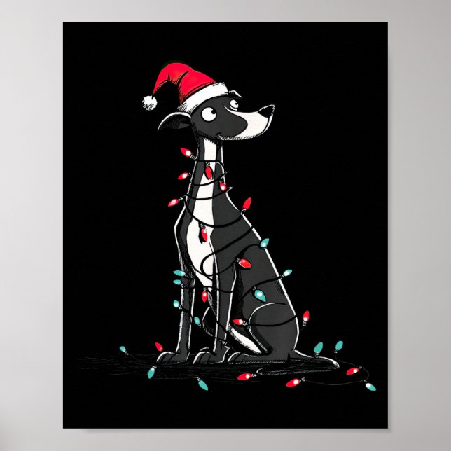 Affiche Funny Whippet Christmas Graphics Dog Lights Lover  (Devant)