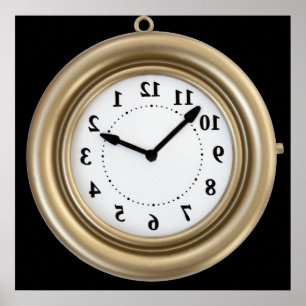 Affiche Funny white rabbit's clock