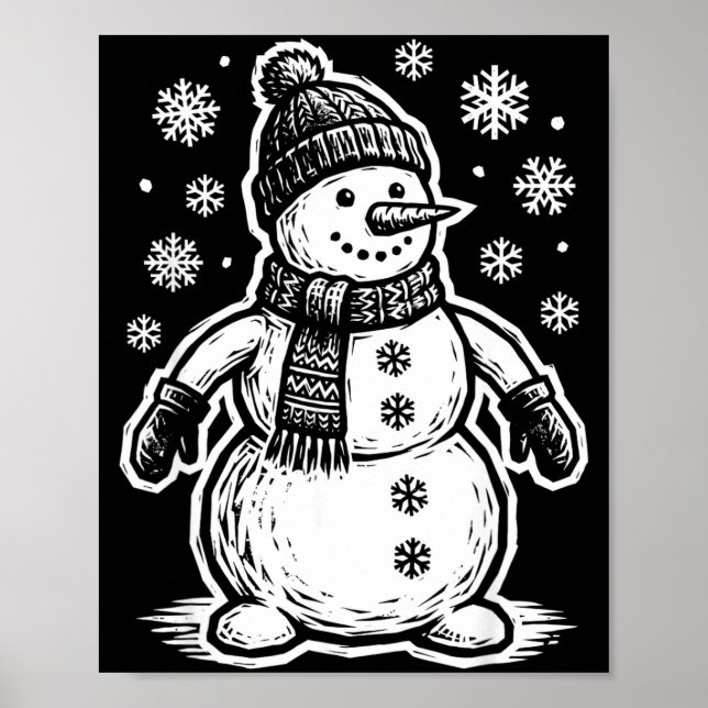 Affiche Funny Woout Snowman Winter Holiday Christmas Snowf (Devant)