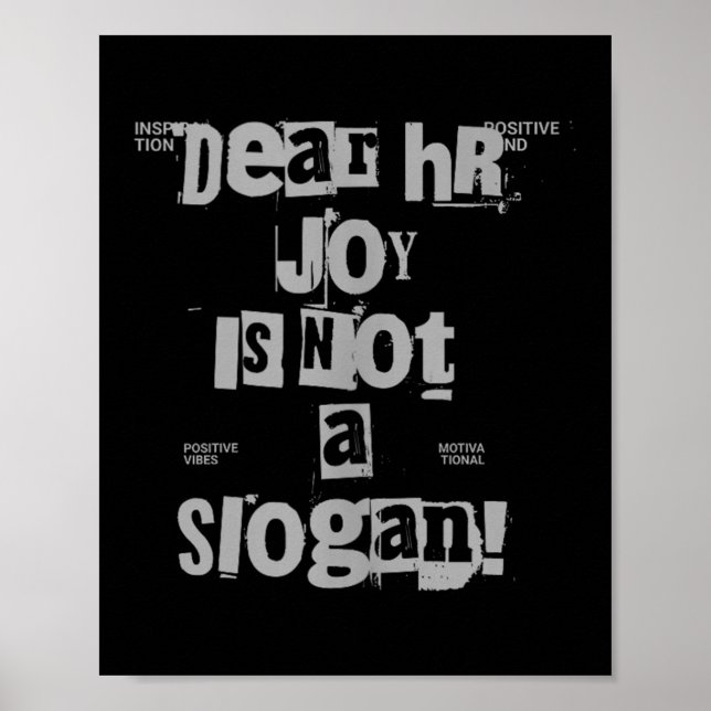 Affiche Funny Work Tee Dear Hr, Joy Is Not A Slogan Tank T (Devant)