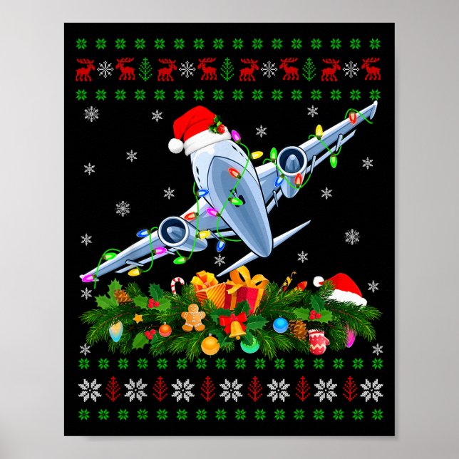 Affiche Funny Xmas Lighting Tree Santa Ugly Airplane Chris (Devant)