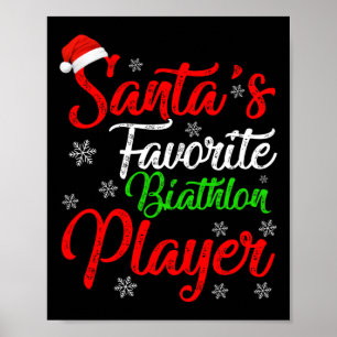Affiche Funny Xmas Père Noël Joueur de Biathlon préféré Ch