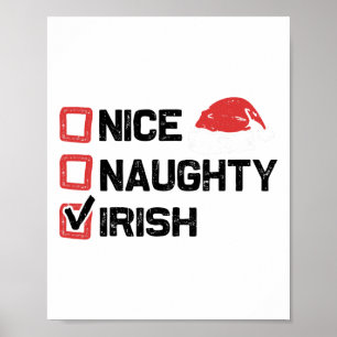 Affiche Funny Xmas Père Noël Nice Naughty Irish Christmas 