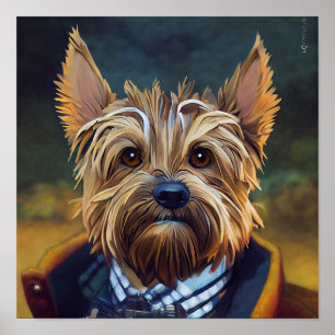 Affiche Funny Yorkshire Terrier Anthropomorphique Chien Ar