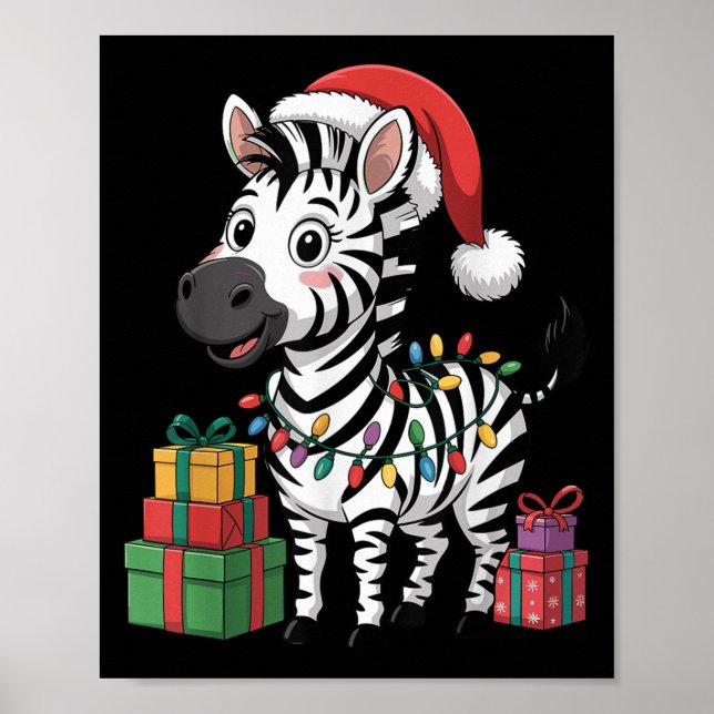 Affiche Funny Zebra Santa Hat Animaux Amateurs Laid Christ (Devant)