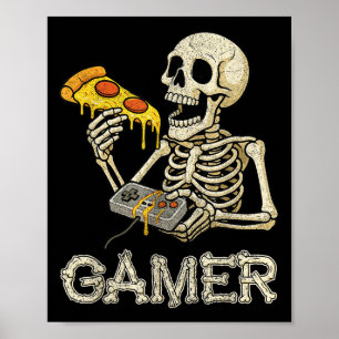 Affiche Funny Zza Gamer Skeleton Gamer Ado Boys Video Gam