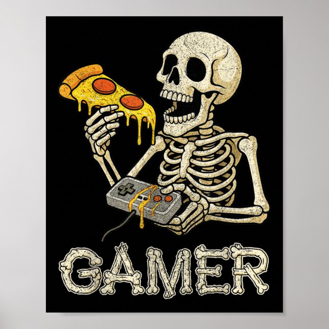 Affiche Funny Zza Gamer Skeleton Gamer Ado Boys Video Gam (Devant)