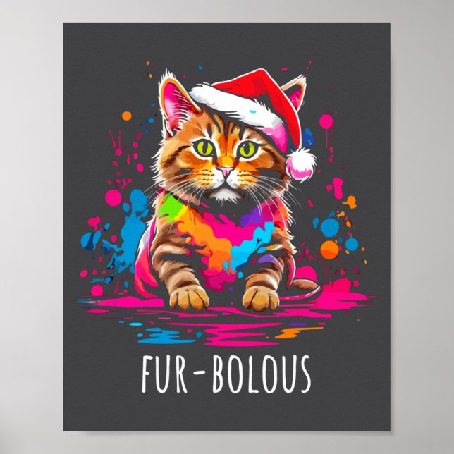 Affiche Fur-bulous Cute Cat Christmas Party Holiday Kitten (Devant)