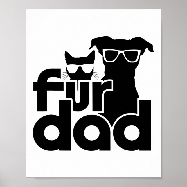 Affiche Fur Papa Drôle Fête des pères Chemises Chat Et Amo (Devant)