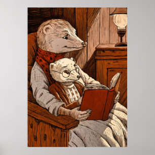 Affiche furet lisant un livre