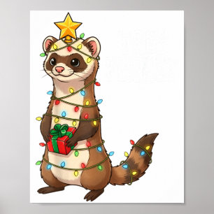 Affiche Furet Mignon Enveloppé Dans Les Lumières De Noël V