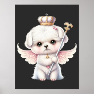 Affiche Furry Joy : Angel Wing Maltese Chig Puppy Cadeau