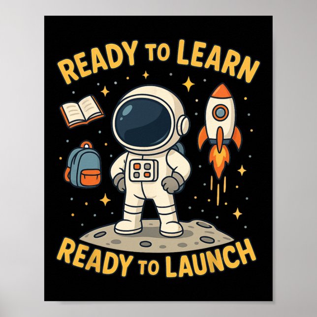 Affiche Fusée de rentrée scolaire lancement espace apprend (Devant)