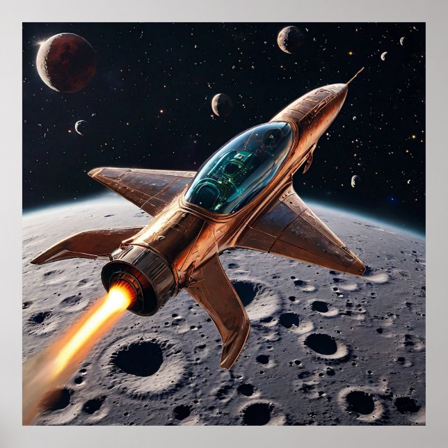 Affiche fusée futuriste (Devant)