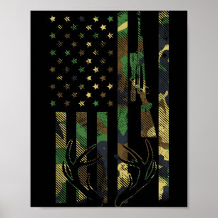 Affiche Fusil à drapeau américain camouflé bois de cerf ch