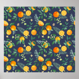 Affiche Fusion d'agrumes : Oranges à l'air tropical