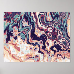 Affiche Fusion de Géode Marbre Violet Turquoise