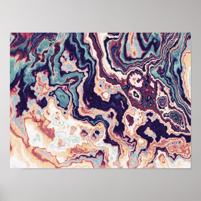 Affiche Fusion de Géode Marbre Violet Turquoise (Devant)