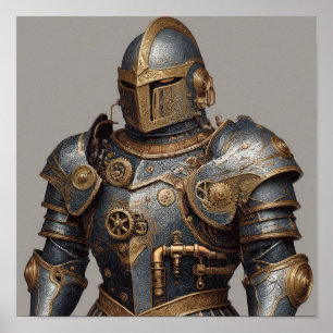 Affiche Fusion des époques : détail d'armure de chevalier 