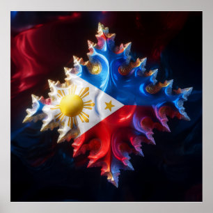 Affiche Fusion Du Drapeau Philippin Et De Mandelbrot Fract