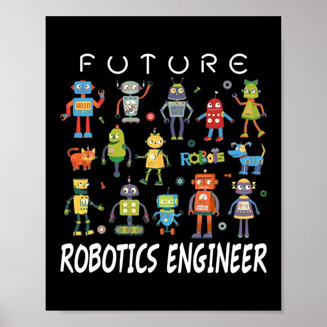 Affiche Futur ingénieur en robotique Technicien Drôle Vint (Devant)