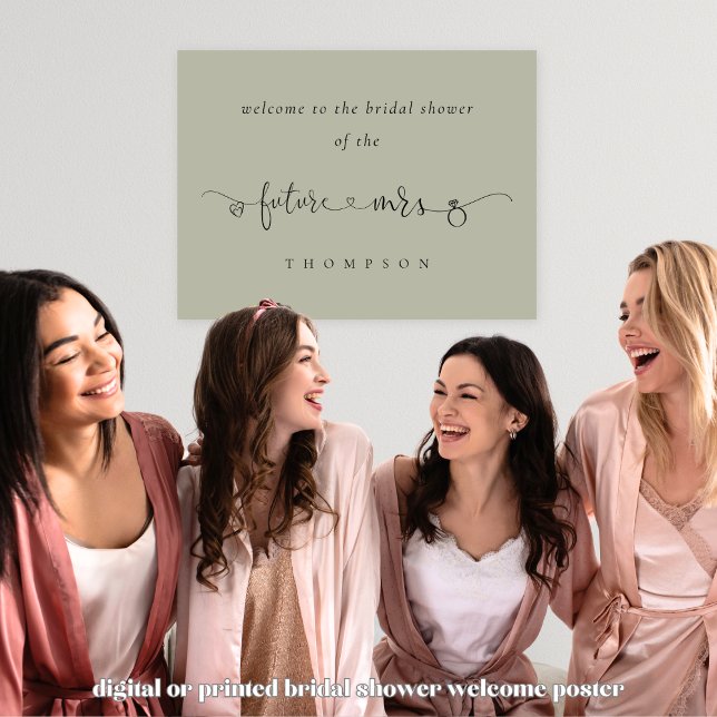 Affiche Futur Mme Arty Script Sage Fête des mariées de bie (Available digitally or printed)