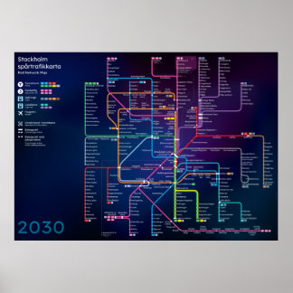 Affiche Future Stockholm Rail Network Map