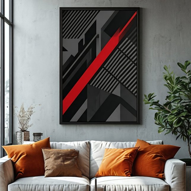 Affiche Futuriste Abstrait Rouge Noir (Créateur téléchargé)