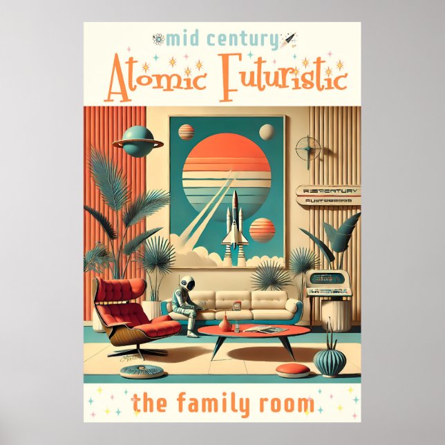 Affiche Futuriste atomique Floride Espace Age Chambre Fami (Devant)