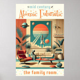 Affiche Futuriste atomique Floride Espace Age Chambre Fami