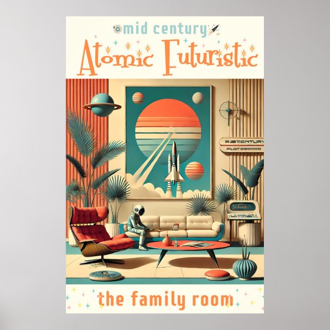 Affiche Futuriste atomique Floride Espace Age Chambre Fami (Devant)