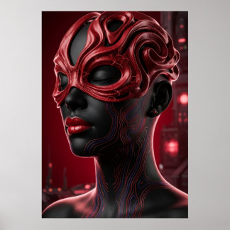 Affiche Futuristic Cybernetic Woman Portrait