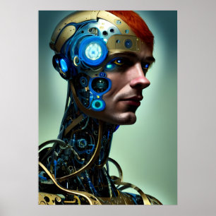 Affiche Futuristic Science Fiction Cyborg Man Wall Art 